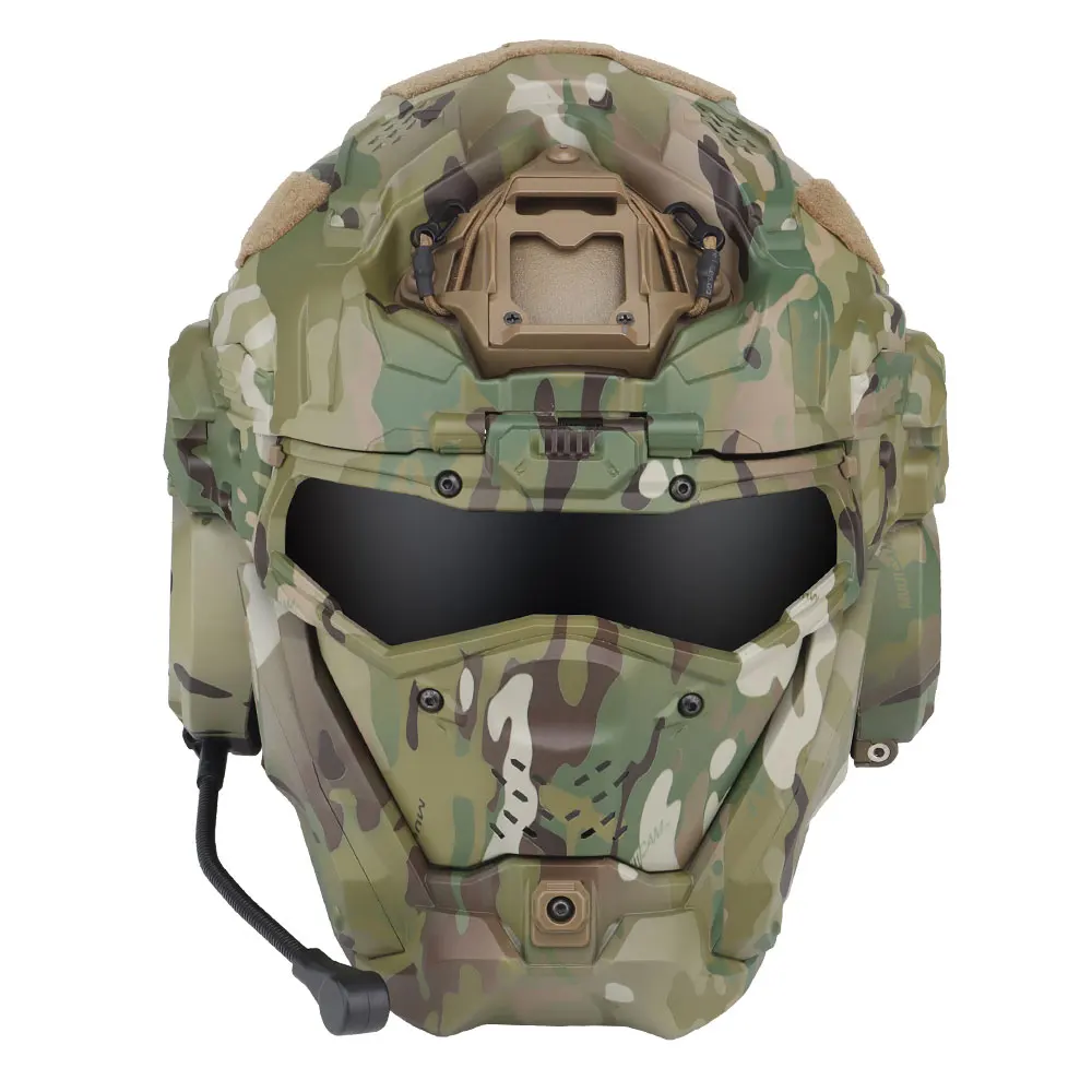 W Assault Helm II Militar Motorrad Vollgesichtsschutz mit Kommunikations-Headset Antibeschlag-Lüfter Flip-Maske Ersatzlinse Image