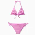 Mädchen Bikini Set neuen Sommer Falbala Kinder Bikinis Mädchen Bade bekleidung Badeanzug solide