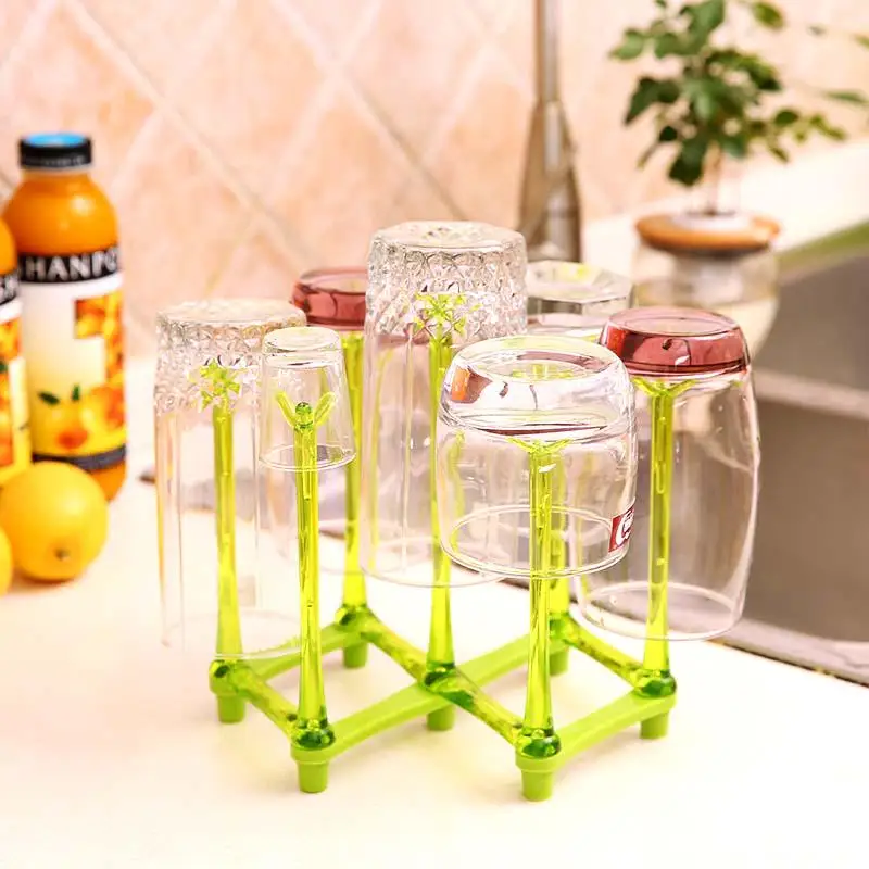 1 Pc Faltbare Hause Glas Tasse Rack Wasser Becher Ablassen Trocknen Organizer Ablauf Halter Stehen Sieben Tassen Hause Image