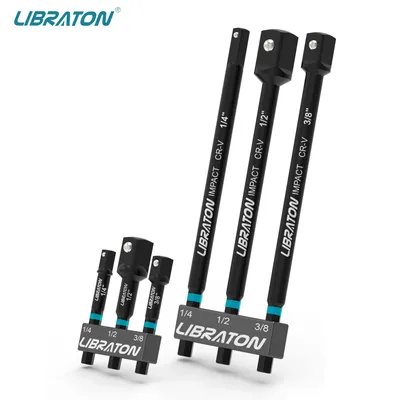 Libraton 6PCS Impact Grade Socket Adapter Set 3" & 6" Drill Socket Adapter Socket Driver Adapter Drill Socket Adapter Extension