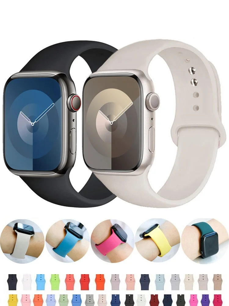 Silikon armband für Apple Uhren armbänder 40mm 44mm 49mm 45mm 41mm 38mm 42mm Gürtel armband iwatch Serie 9 8 7 6 5 3 se ultra 2 Band Image