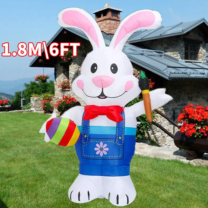 1,8 M \ 6Ft Kaninchen Eier Aufblasbare Spielzeug Pinsel Leuchtende Ostern Dekoration mit LED Bunny Puppe Aufblasbare Modell garten Dekor