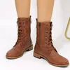 Schuhe für Frauen Frühling Herbst Mode Retro Stiefel Frauen plus Größe lässig warmen Reiß verschluss runde Zehen Motorrads tiefel 36-43 Damenschuhe