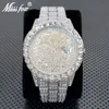 MISSFOX Luxus Diamant Uhren Für Männer Mode Silber Stainess Stahl Quarz Armbanduhr Hip Hop Rapper Stil Wasserdichte Uhr Heißer