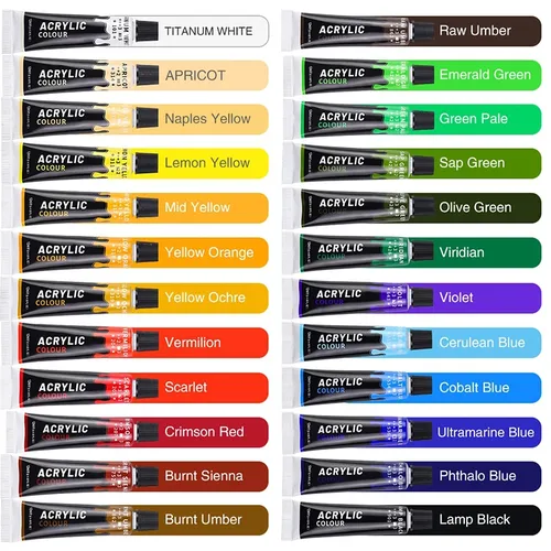 Acrylfarbe 18 24 Farben 12ml 0 4 oz Tube Acrylfarbe Set Farbe für Kleidung Malerei reiche Glas