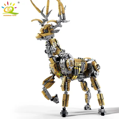 HUIQIBAO 924PCS Elch Modell Deer MOC Technische Bausteine Mechanische Tier Bricks Set Stadt Bau Spielzeug für Kinder Image
