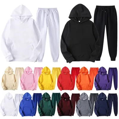 Schlichte Fleece Hoodie und Jogger Set Männer Jogging anzüge Trainings anzug Set Unisex Trainings