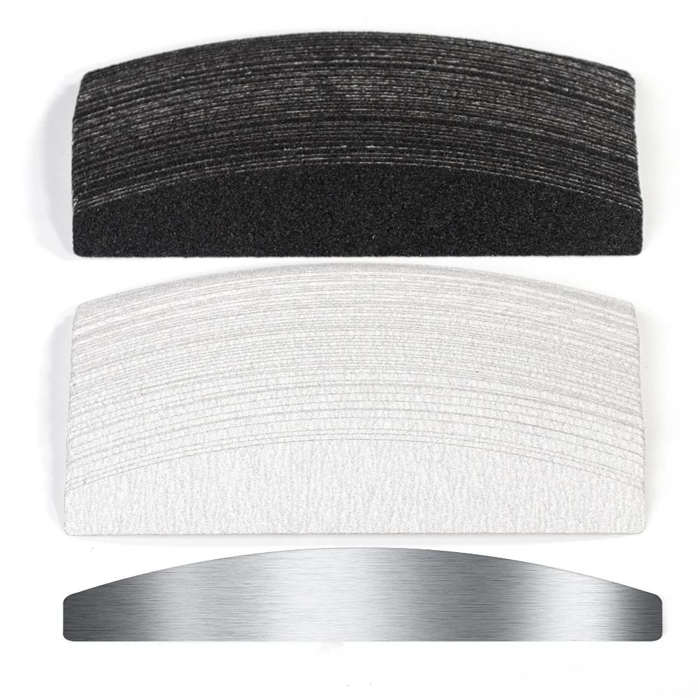 Nagelfeilen-Set, Ersatz-Schleifpapier mit Metallgriff, Nagelfeilen, Körnung 100/180/240, abnehmbare, langlebige Streifen, Halbmond-Stahlfeile* Image