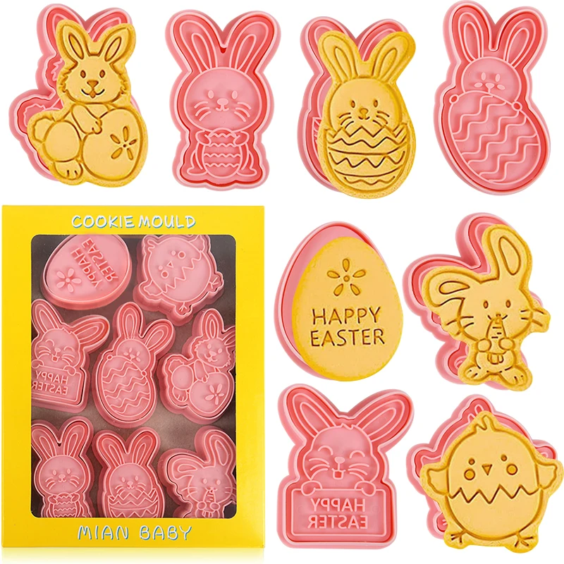 4/8 stücke Ostern Aus stecher Form Ostereier Kaninchen Küken Keks Fondant Form für Ostern Party Kuchen Dekoration DIY Backwerk zeug Image