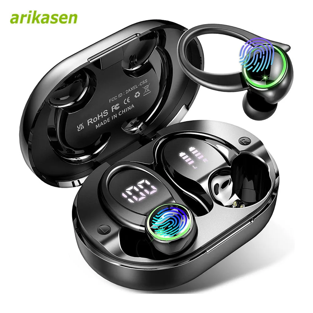 Kopfhörer Bluetooth 5.3 Wireless Bass Stereo Over Ear Ohrhörer ENC Noise Cancelling Mikrofon mit Ohrbügeln 48H Wiedergabe LED-Anzeige Image