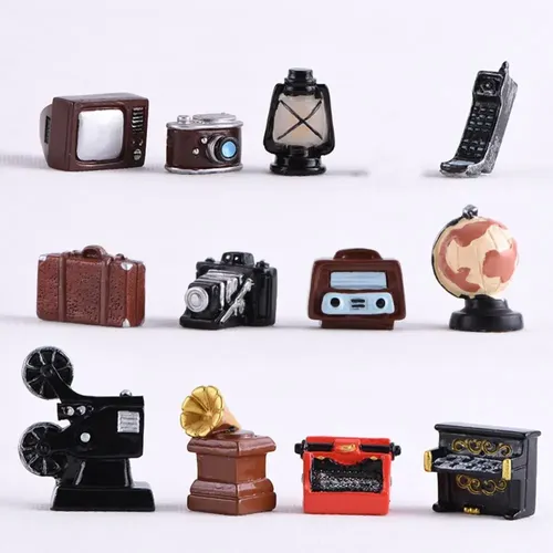 Retro nostalgische Kamera Voice Recorder Mikro Miniaturen DIY Harz Modell Puppenhaus Figur Ornamente