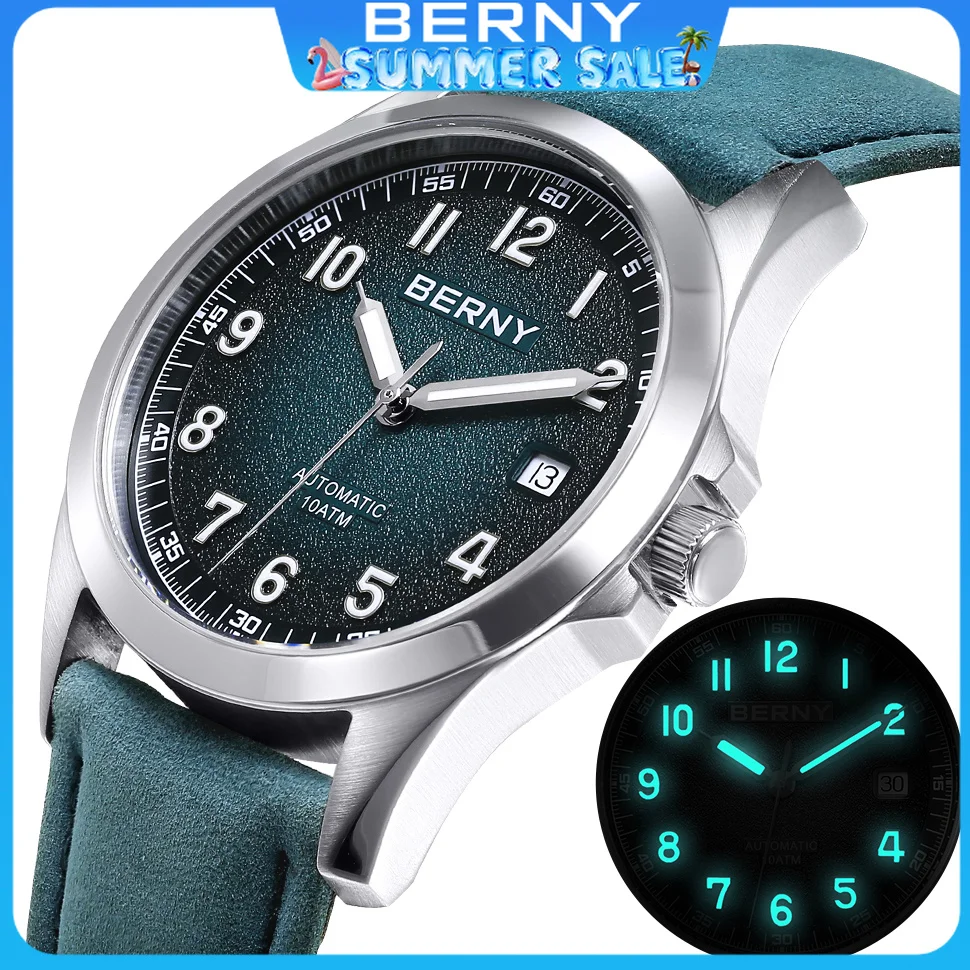 BERNY Automatikuhr für Herren ST2130 Leuchtende mechanische Armbanduhr Saphir Wasserdicht 10ATM Top-Marke Luxusuhr für Herren Image