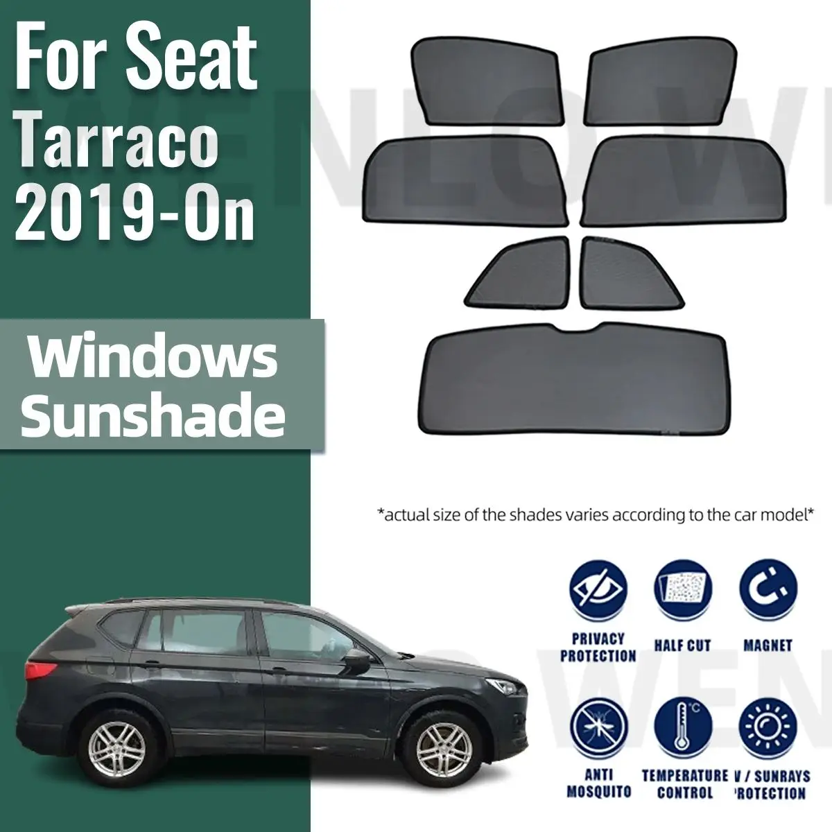 Für Seat Tarraco 2019 2020 2021 2022 2023 2024 Magnetische Auto Sonnenschirm Frontscheibe Vorhang Hinten Seite Fenster Sonnenschutz schild Image