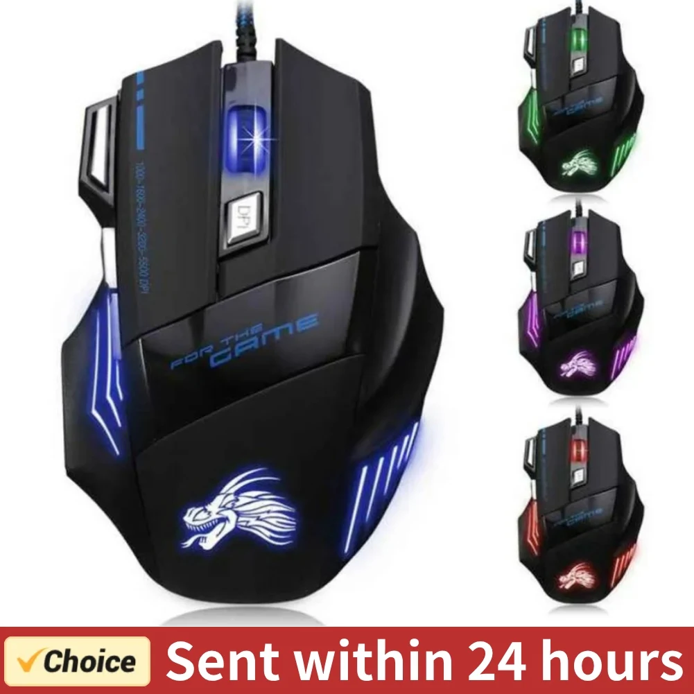 Einstellbare USB Verdrahtete Optische Mäuse Gaming Maus 7-Farbe Hintergrundbeleuchtung 5500 DPI für PC Büro Notebook Mäuse Maus Pro gamer Image