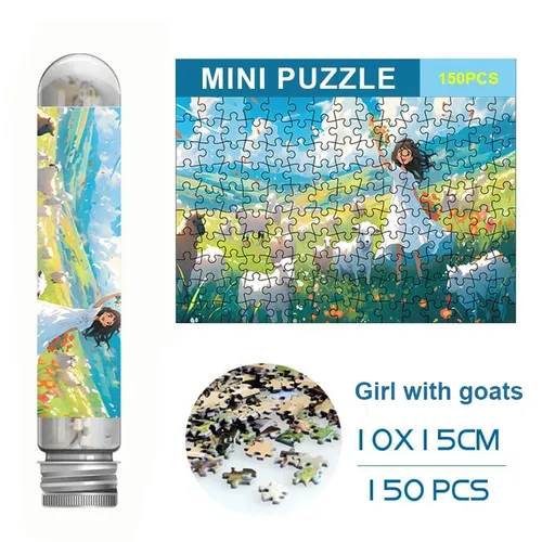 150 Stück Mini Reagenzglas Mädchen mit Ziege schwieriges Puzzle für Erwachsene Dekompression