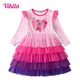 Vikita Mädchen Herz Design Schmetterling Druck Kleid Kinder rosa Kleider Mädchen Herbst Frühling