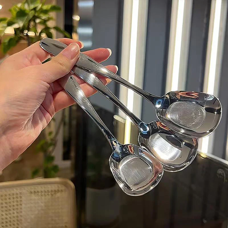 Großer quadratischer Küchenlöffel aus Edelstahl in 3 Größen, Reissopenkelle mit flachem Boden für Dessert, Eis, Servierspatel, Geschirr