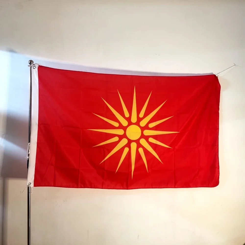 ALTE MACEDONIA-FLAGGE Historische Republik Nord Mazedonien Mazedonische Flagge 150 x 90 cm Banner Polyester Image