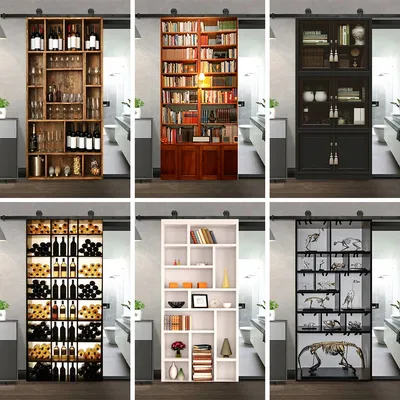 3D-Bücherregal-Türaufkleber, selbstklebendes PVC, simuliertes Bücherregal, Schrank, Display, Image