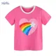 Kleine Maven 2024 Kinder Kleidung Tops koreanische Baby Blusen T-Shirt Cartoon Herzen Regenbogen
