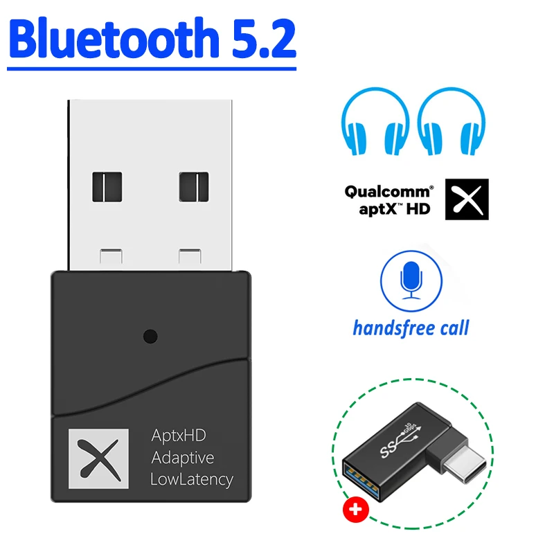 Bluetooth-Sender 5,2 5,0 aptx hd ll adaptive USB-Wireless-Audio-Adapter mit geringer Latenz Freis prec heinrich tung für ps4-Notebook-PC-Fernseher Image