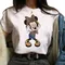 Mode Frau Blusen 2024 Leopard Minnie Disney Mickey Mouse T-Shirt Damen Hippie Kleidung Männer Tops
