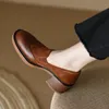 2024 Frühling Frauen Schuhe runde Zehen Plattform Schuhe echtes Leder lässig dicke Ferse Frauen Pumps hand gefertigte Schuhe High Heel
