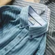 Maden Workwear American Retro gebürstet blau vertikale Streifen Shirt Business lässig Langarm nicht