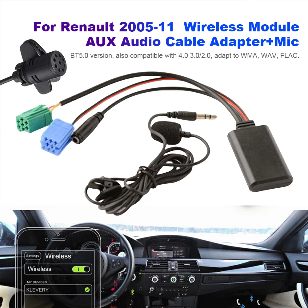 Auto Adapter Modul Aux Adapter Bluetooth Musik MP3 Radio Stereo in Mikrofon Audio Kabel Adapter für Renault Clio Espace Auto liefert Image