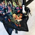 Designer Luxus Marke Frauen Silk Schal Schmetterling und Blumen Schals und Wraps Bandana Bufanda