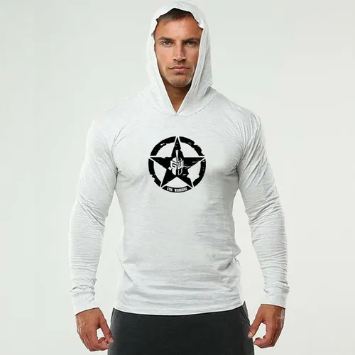 Herrenmode Sportswear Fitness Kapuze T-Shirt Herren Langarm Bodybuilding T-Shirt Mann Fitness studio