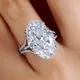 Huitan großen Kristall ovalen Zirkonia Ehering für Frauen Silber Farbe Mode elegante Verlobung