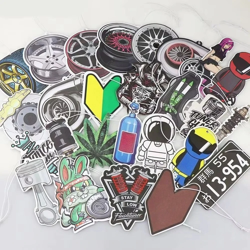 JDM Auto Lufterfrischer Hängen Rückspiegel Parfüm Aroma Turbo Bremsscheibe Stoßdämpfer Festes Papier Diffusor Zubehör Image