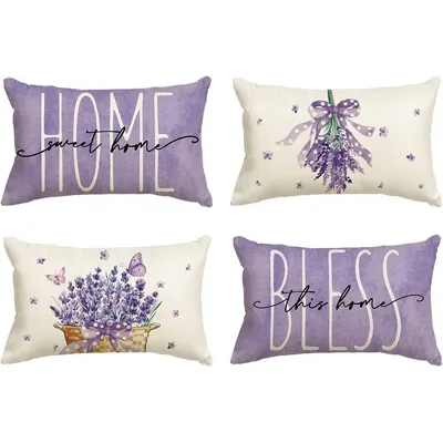 Color Life Lavendel Home Sweet Home Segen Kissenbezug lila Kissenbezug Sofa 30X50cm Herbstdekoration Image