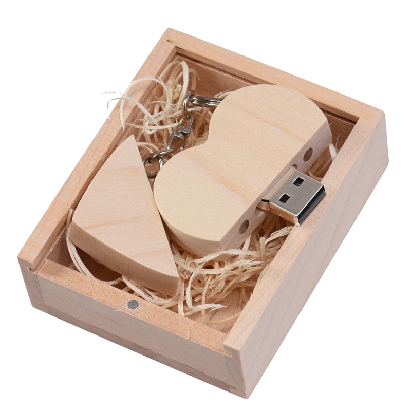 Herz Hochzeit Fotografie Geschenke USB-Flash-Laufwerk Holz Pen Drive Echte Kapazität Memory Stick 64 GB/4 GB U Disk Das Geschenk der Erinnerungen Image