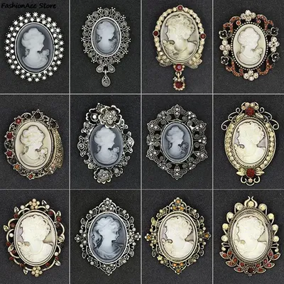 Kristall Strass Cameo Vintage Brosche Pins für Frauen Königin Cameo Beauty Kleidung Accessoire
