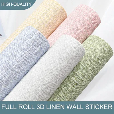 50cm x 10m Leinen 3d Schaum selbst klebende PVC einfarbig verdickt wasserdicht Hintergrund Wand Image
