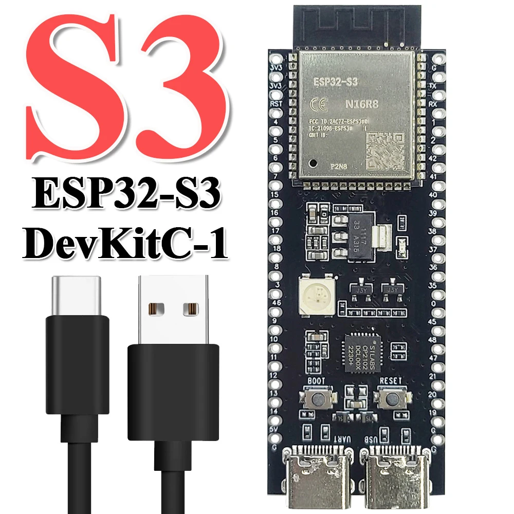 ESP32-S3-DevKitC-1 Entwicklungsboard BT 2.4G Wifi-Modul für Arduino 8 MB PSRAM 16 MB FLASH N16R8 44Pin CP2102 Typ-C ESP32 S3 Image
