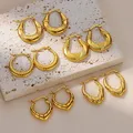 Edelstahl Ohrringe für Frauen Trend neu in Gold Farbe Creolen Hochzeits paar Piercing Ohrschmuck