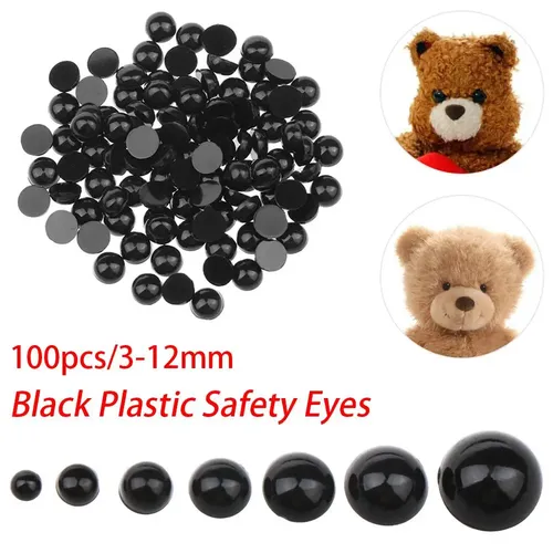 100 stücke 3-12mm Puppe machen Augen schwarz Kunststoff Sicherheits augen für Bären puppe Tier puppe