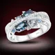 Luxus Ringe für Frauen Schimmernde Blau Spinell Zirkonia Moissanite Hochzeit Engagement Ring Trendy