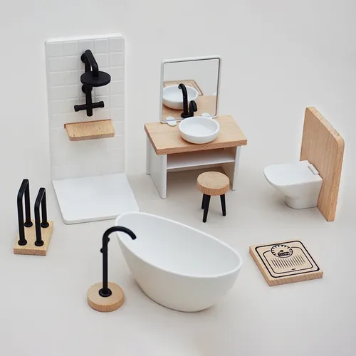 1/12 Puppenhaus Simulation Waschbecken Badewanne Toilette Modell Bad Dekor Puppen Haus Miniatur