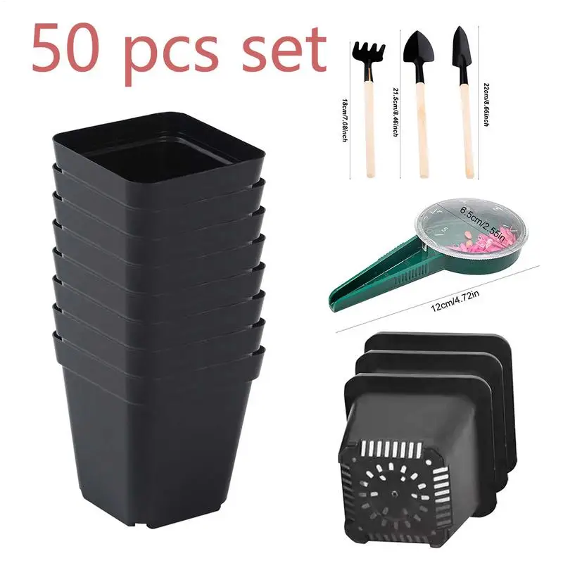 50 stücke Kunststoff Sämling Tasse Verdickte Kindergarten Töpfe Blumentöpfe für Garten Pflanzen Ernährung Tasse Sämling Anbau Container Image