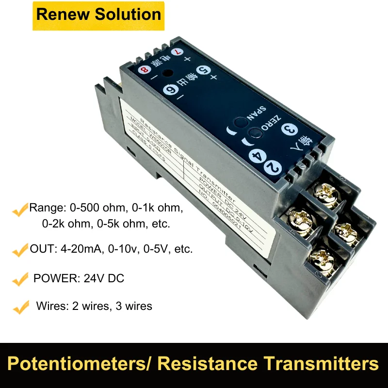 BSD-W Potentiometer Signal wandler Sender für 0-1k Ohm/0-5k Ohm/0-10k Ohm Eingang 4-20ma 0-10V Ausgang Image