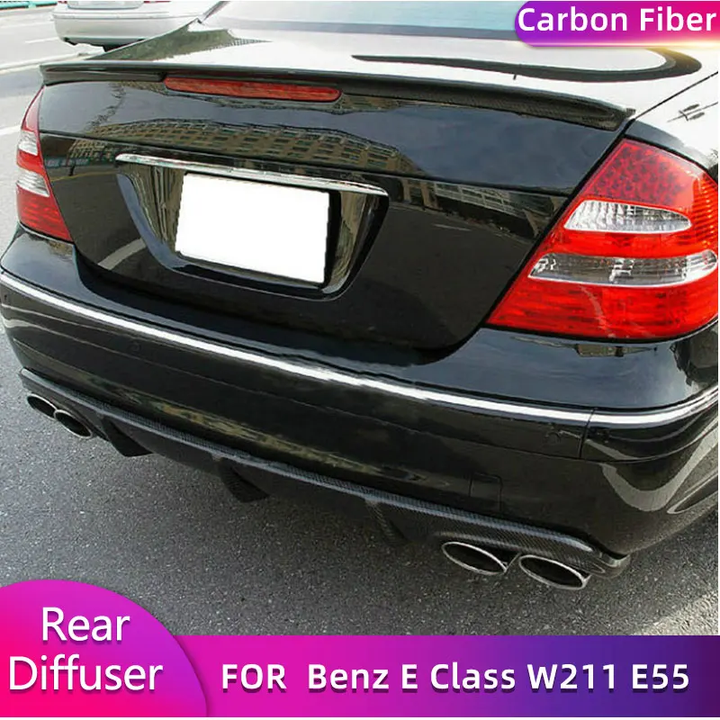 Auto-Heckstoßstangen-Diffusor für Mercedes Benz E-Klasse W211 E55 AMG Limousine 4D 2002–2006, Heckdiffusor, Lippenspoiler, Kohlefaser/FRP Image