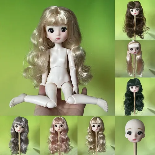 30cm DIY Puppen kopf oder ganze Puppe mit Haaren 1/6 bjd Puppen gelenk bewegliche Kinder Mädchen