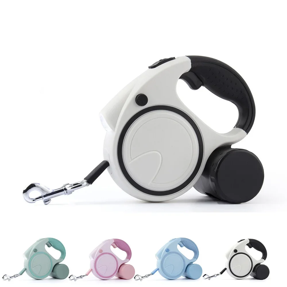 Einziehbare Hundeleine mit LED-Kotftaschenspender, 16 Fuß, reflektierende Leine, Hundegehund, langlebiger Traktor, multifunktionales Seil Image