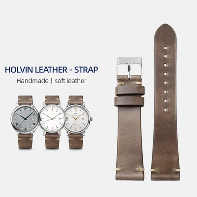 Hand gefertigtes Horween Chrom excel Kopf Leder Armband, 18 19 20 21 22mm braun ultra dünne Männer Image
