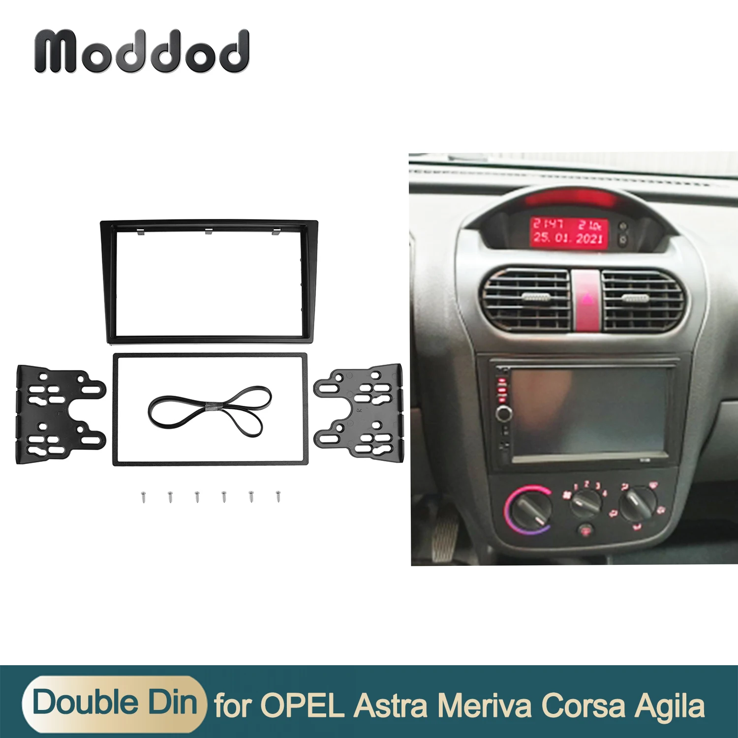 Doppelte 2-Din-Radiofolien für Opel Corsa C Astra Agila Combo Meriva Omega B SignumTigra Vectra Dash Mount Kit Stereo Panel Image