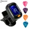 Miwayer clip on guitar tuner violine banjo großes klares lcd display für gitarren tuner chromatischer tuner, 4 pack gitarren picks included2